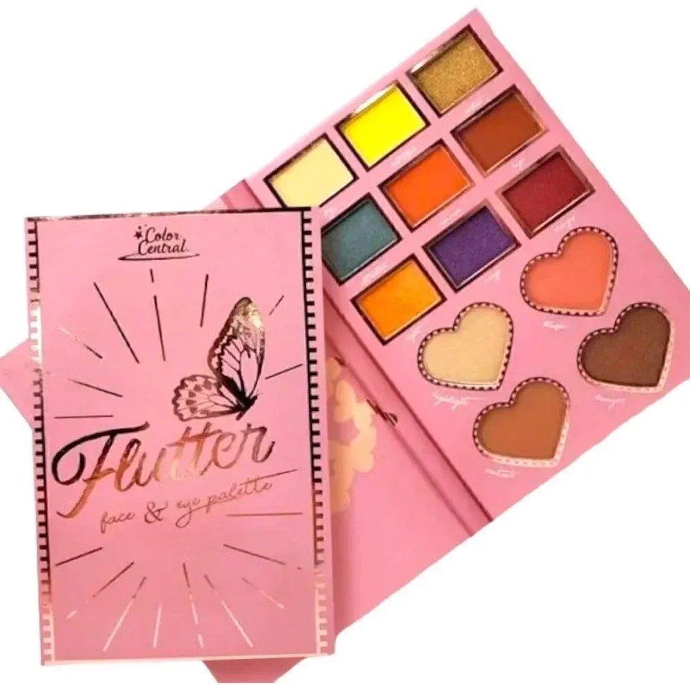 COLOR CENTRAL FLUTTER EYE & FACE PALETTE -Eyeshadow, Highlight, Blush, C…
